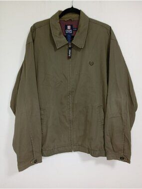 Chaps Ralph Lauren Jacket XL Zip-Up Mens Olive Green Cotton blend